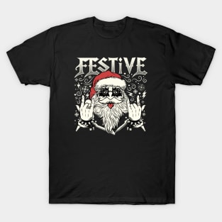 Festive Rock and Roll Santa Claus by Tobe Fonseca T-Shirt